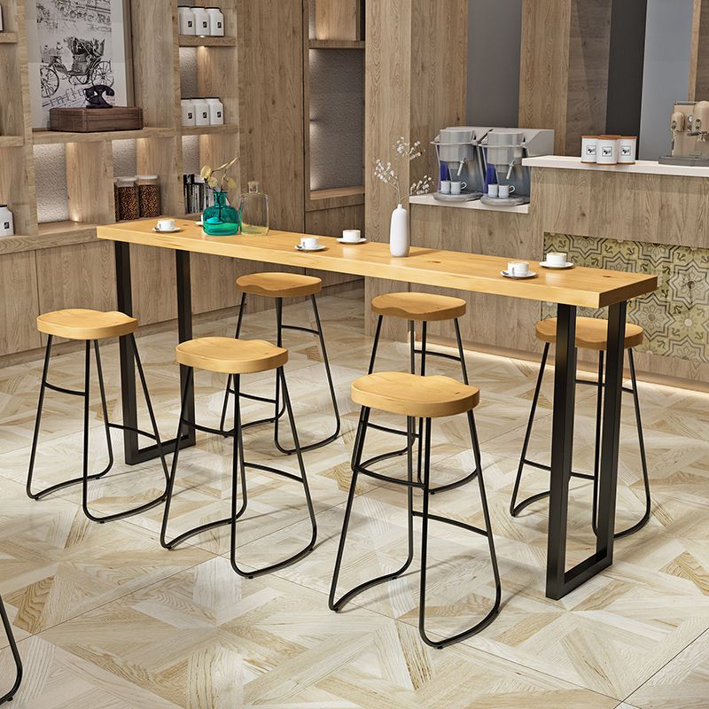 Modern 1/2/4/7 Pcs Bar Table Set Wood Rectangular Bar Set in Natural Clearhalo 'Bar Furniture' 'furn' 'furn_home_bar_bar_sets' 'Furniture' 'Home Bars & Bar Sets' 'home_bar_bar_sets' 'Kitchen & Dining Furniture' 1200x1200_cacb5994-e204-41b4-a3a6-2f833f4c228f