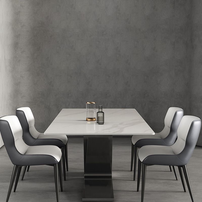 Modern Sintered Stone Dining Table Set with Rectangle Table and Metal Base Formal Dining Set Clearhalo 'Dining Room Sets' 'Dining Tables & Seating' 'dining_room_set' 'Furniture' 'furniture_dining_room_set' 'Kitchen & Dining Furniture' 'kitchen&dining_furn' 'kitchen' 1200x1200_cacb6c19-424d-4c6c-8e64-3412380cd335