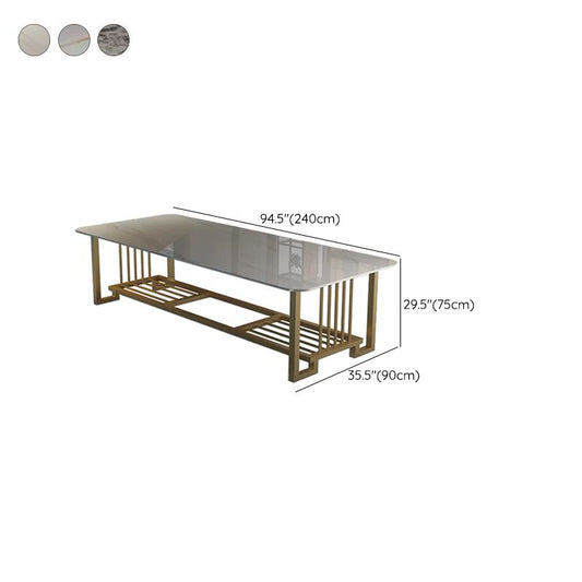 Stone Modern Style Office Desk Rectangular Shape Conference Tables with 2-Legs for Office