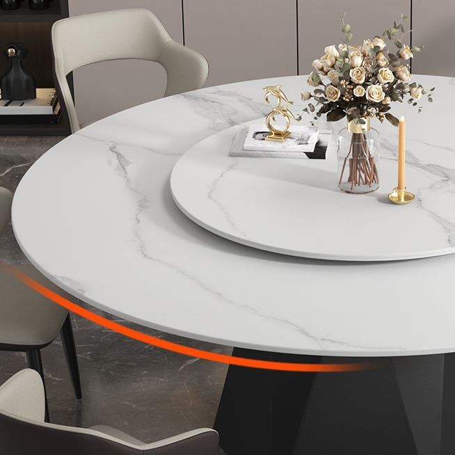 Round Furniture Simple Style Stone Pedestal Base Dinner Table with Turntable Clearhalo ' dining_table' 'Dining Tables & Seating' 'Dining Tables' 'furn' 'furn_dining_table' 'Furniture' 'furniture_dining_table' 'Kitchen & Dining Furniture' 'kitchen&dining_furn' 'kitchen' 'kitchen_dining_table' 1200x1200_cad29213-65e4-4307-8aea-0997f4c86215
