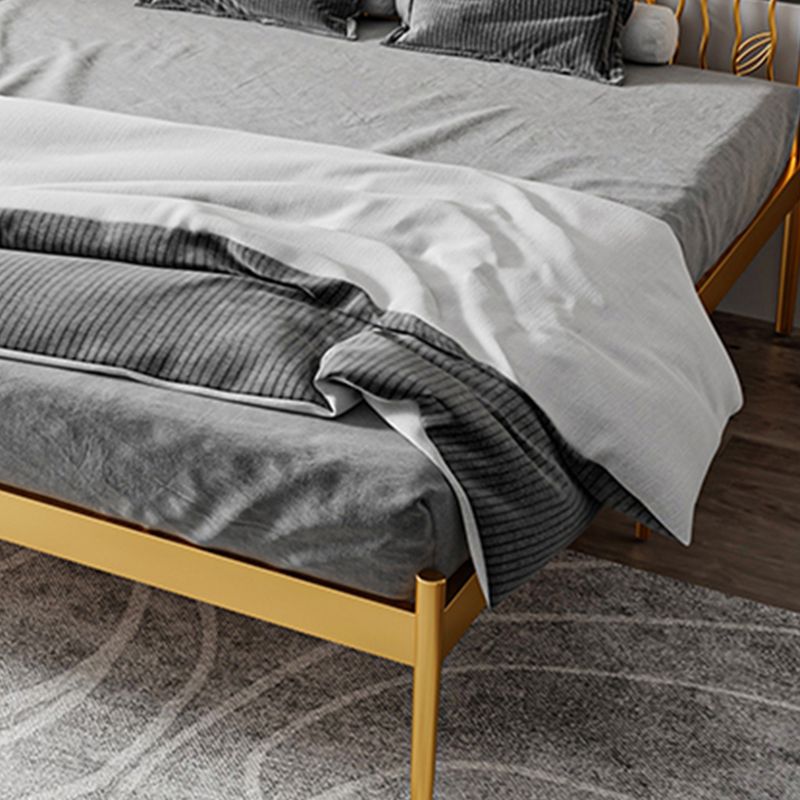 Glam Metal Open-Frame Bed with Rectangular Headboard, 45.3" Tall Clearhalo 'Bedroom Furniture' 'Beds' 'furn' 'furn_beds' 'Furniture' 1200x1200_cad31d80-275b-42f9-aa1a-c37abc23c74a