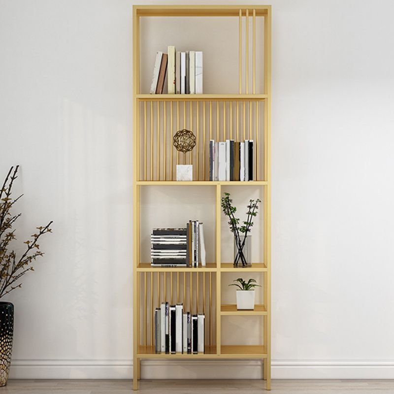 Bibliothèque moderne noire et dorée, étagère ouverte en métal pour la maison
