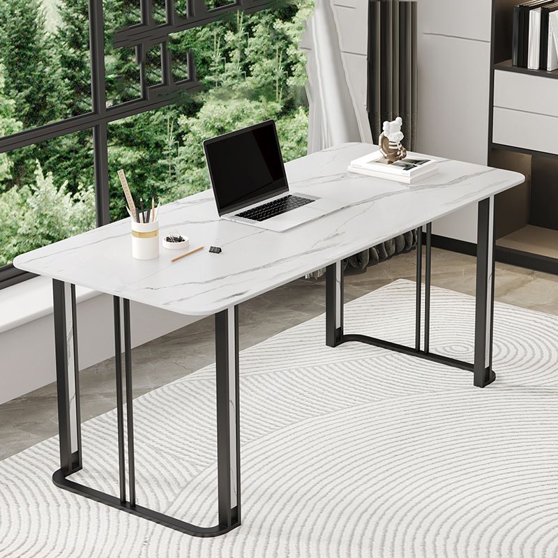 Contemporary Rectangular Office Desk Antique Finish Writing Desk with Metal Legs Clearhalo 'furn' 'furn_office_desk' 'Furniture' 'Office Desks' 'Office Furniture' 'office_desk' 1200x1200_cad4a1f6-ad83-4487-97ec-91d12e3dafd9