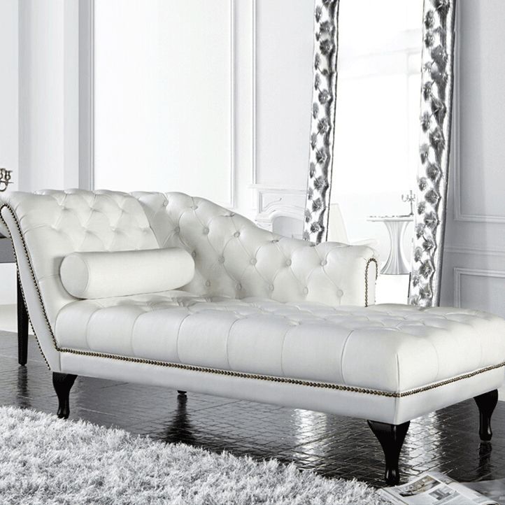 Sala de estar chaise brote brazo de cuero salón de chaise con tapicón mechoso
