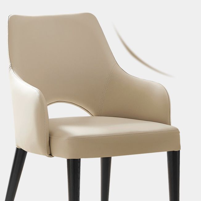 Estilo moderno abierto Silla lateral de comedor de cuero tapizado para el hogar