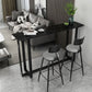 Mesa de bar rectangular de piedra sinterizada, mesa de pub con base negra y metálica