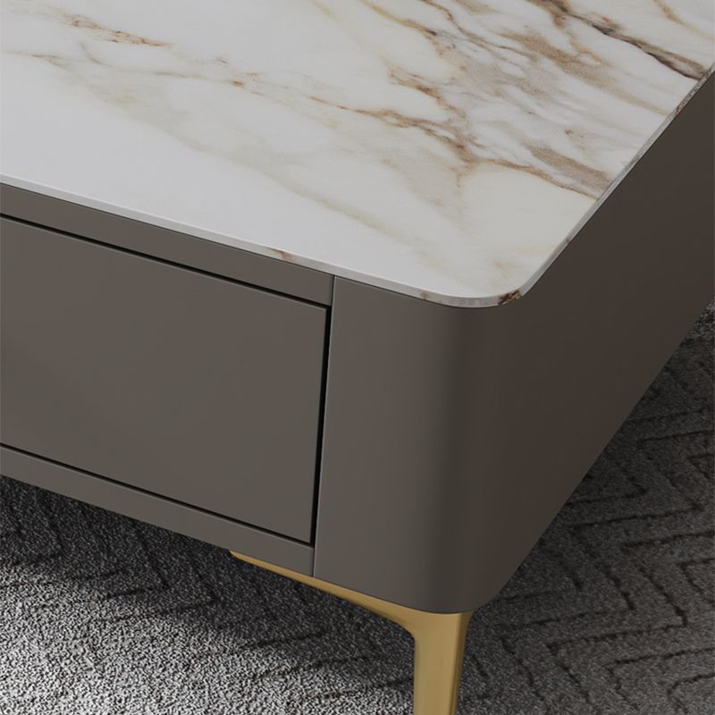 47.2" W x 25.6" D x 16.14" H Stone Coffee Table 4 Legs Cocktail Table