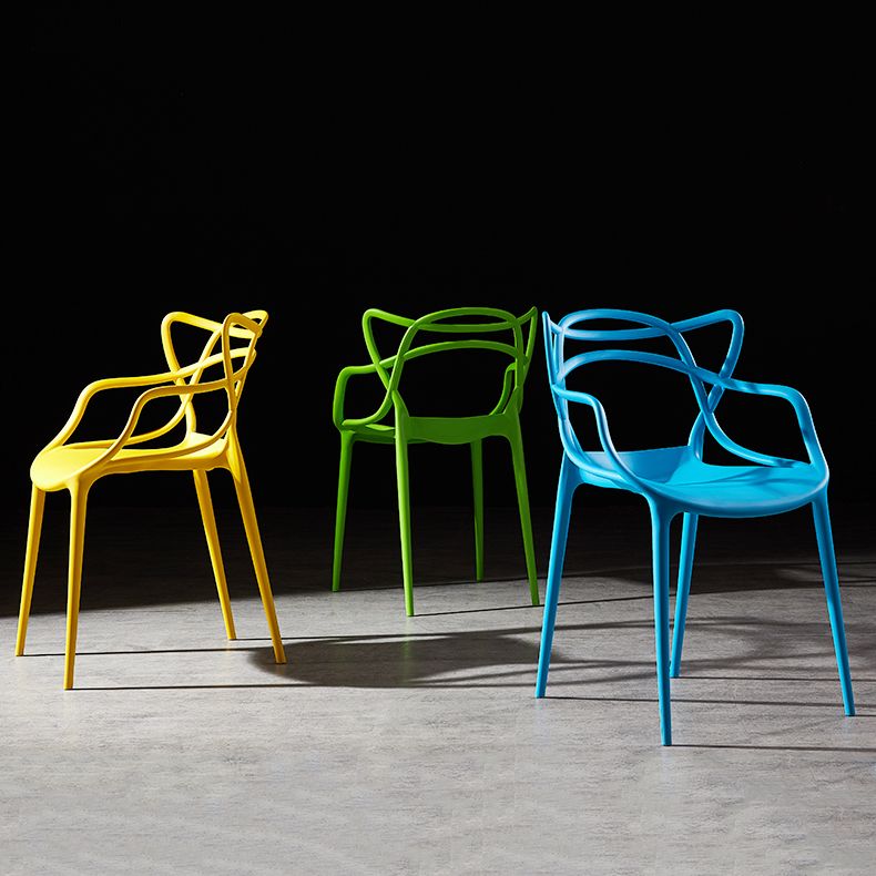 Scandinavian Plastic Dining Arm Chair Indoor Stackable Dining Armchairs Clearhalo ' kitchen&dining_furn' 'Dining Chairs' 'Dining Tables & Seating' 'dining_chair' 'furn' 'furn_dining_chair' 'Furniture' 'furniture_dining_chair' 'Kitchen & Dining Furniture' 'kitchen' 1200x1200_cad6e153-8137-4f41-9f42-a4ee9ad009e7