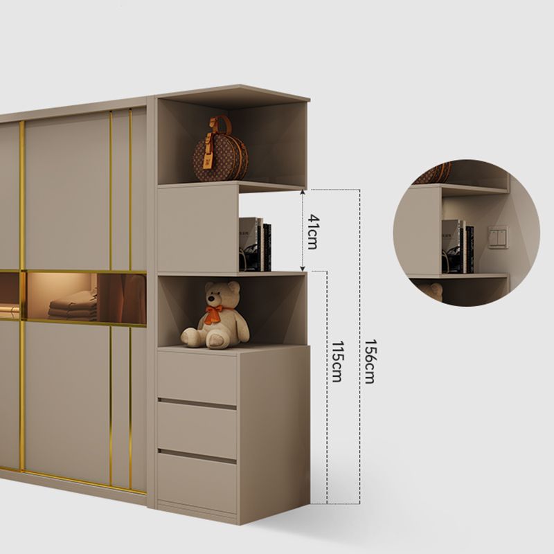 Modern Sliding Door Wardrobe Cabinet Bedroom Wooden Storage Armoire