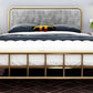 Contemporary Panel Rectangular Upholstered Headboard Metal Bed Frame