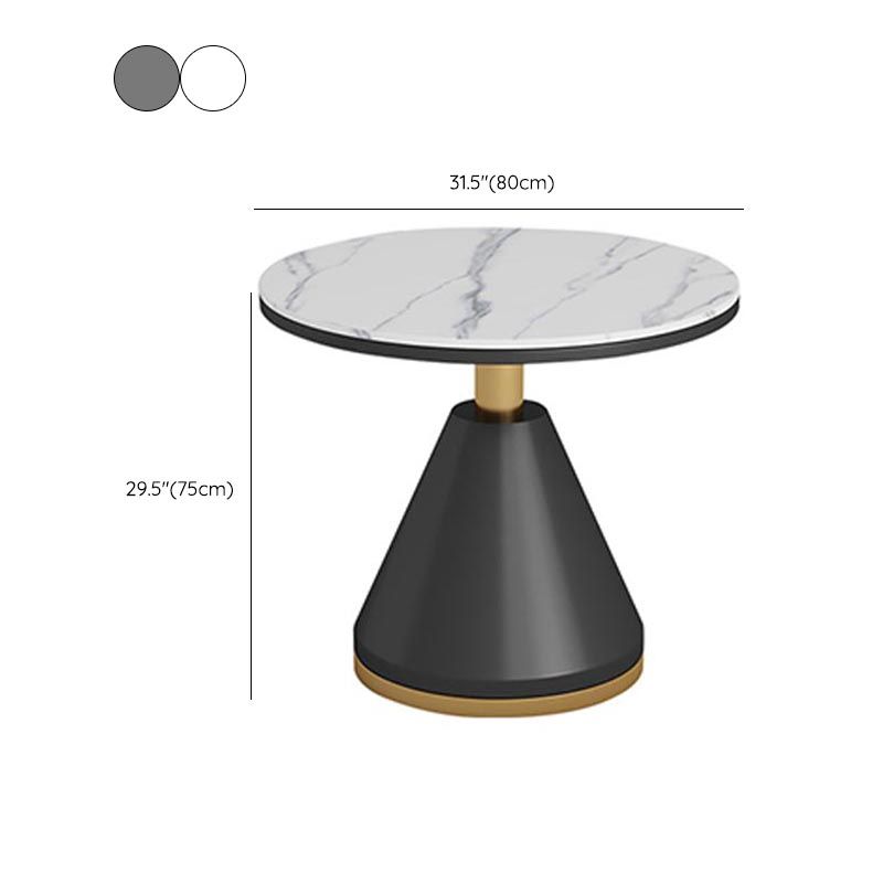 Modern Round Dining Table for Home Glossy Stone Dinette Table with Metal Base Clearhalo 'Dining Tables & Seating' 'Dining Tables' 'dining_table' 'furn' 'furn_dining_table' 'Furniture' 'Kitchen & Dining Furniture' 1200x1200_cadbb367-d634-46cf-870c-561da2f64b8e