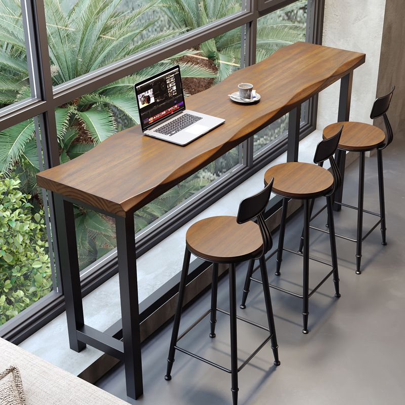 Industrial Rectangle Bar Table Pine Wood Bar Table with Trestle Base Clearhalo 'Bar Furniture' 'Bar Tables' 'bar_tables' 'furn' 'furn_bar_tables' 'Furniture' 'furniture_bar_tables' 'Kitchen & Dining Furniture' 1200x1200_cadc429a-2843-4f3a-88f3-36406f7dff15