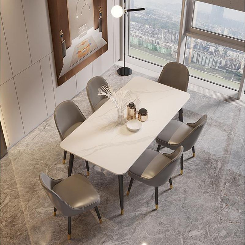 Stone Top Dining Table Modern Rectangle Dining Table with 4 Legs in Black Clearhalo 'Dining Tables & Seating' 'Dining Tables' 'dining_table' 'furn' 'furn_dining_table' 'Furniture' 'furniture_dining_table' 'Kitchen & Dining Furniture' 'kitchen' 'kitchen_dining_table' 1200x1200_cadcf46d-2846-4b19-ac99-9b94a487cbf0