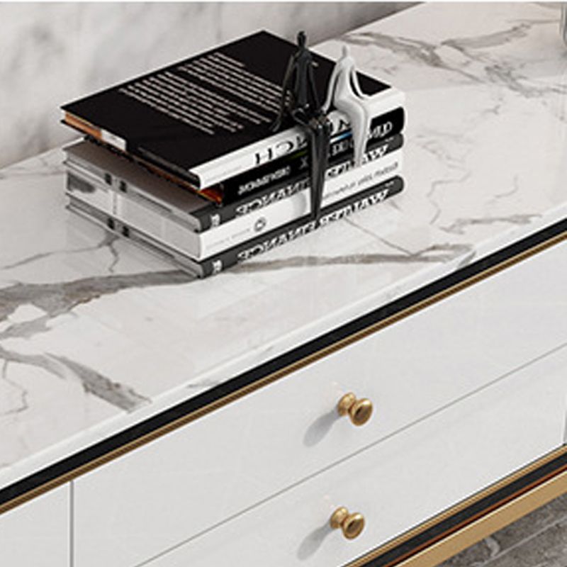 Glam Marble TV Stand Console Enclosed Storage TV Media Stand with Drawers for Living Room Clearhalo 'furn' 'furn_tv_stands_entertainment_centers' 'Furniture' 'Living Room Furniture' 'TV Stands & Entertainment Centers' 'TV Stands & Media Storage Furniture' 'tv_stands_entertainment_centers' 1200x1200_caddd424-cfc7-4341-acd8-bfca69de1c74