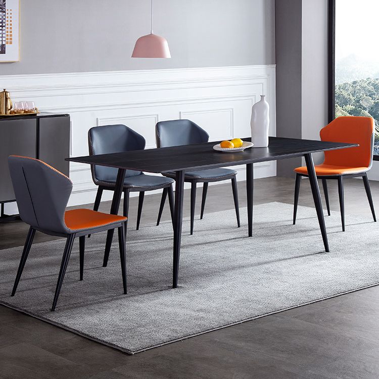 Rectangle 4 Legs Industrial Style Dining Table Sintered Stone Fixed Table for Kitchen Clearhalo ' dining_table' 'Dining Tables & Seating' 'Dining Tables' 'furn' 'furn_dining_table' 'Furniture' 'furniture_dining_table' 'Kitchen & Dining Furniture' 'kitchen&dining_furn' 'kitchen' 'kitchen_dining_table' 1200x1200_cade6169-d7db-45a7-8c1e-2560ac11a81e