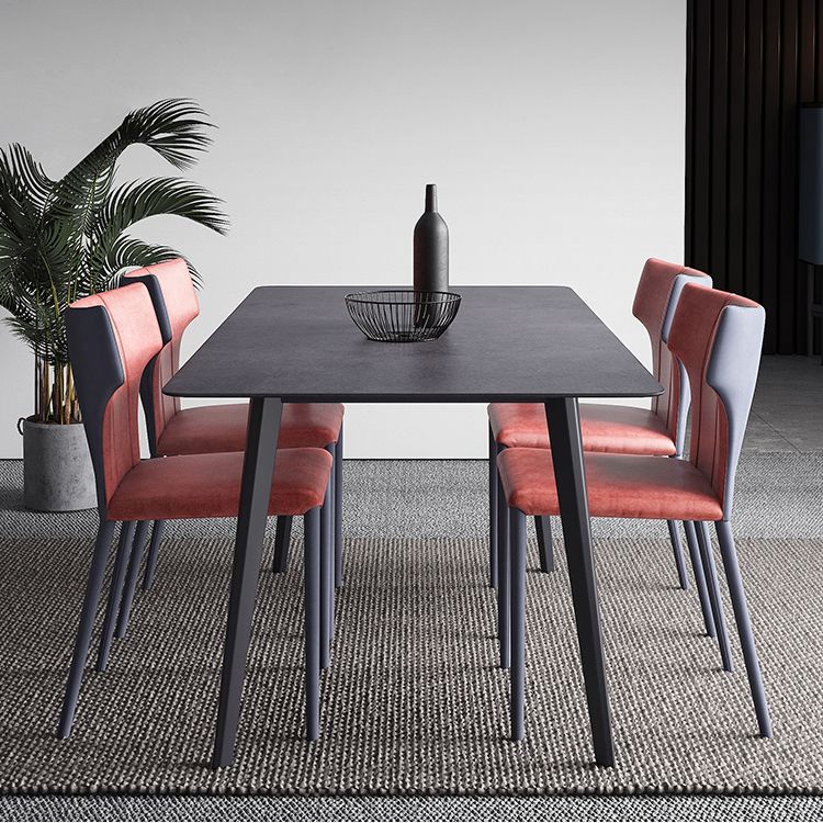 Mesa de comedor negra de piedra sinterizada Mesa de 4 patas industriales para comedor