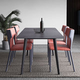 Mesa de comedor negra de piedra sinterizada Mesa de 4 patas industriales para comedor