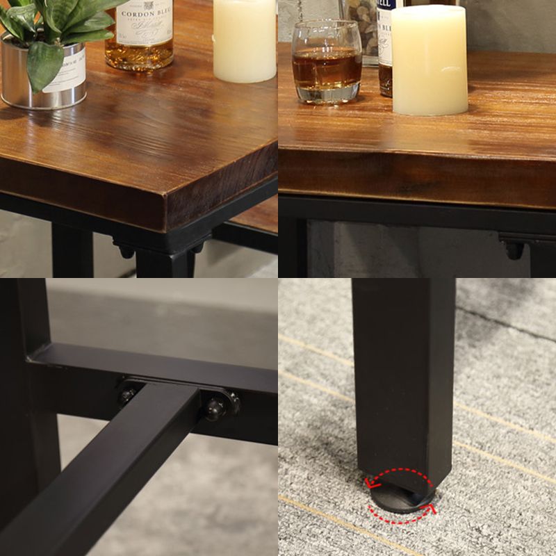Modern Squared Bar Dining Table Indoor Wood Bar Height Table with Iron Base 42-Inch Top Clearhalo 'Bar Furniture' 'Bar Tables' 'bar_tables' 'furn' 'furn_bar_tables' 'Furniture' 'furniture_bar_tables' 'Kitchen & Dining Furniture' 1200x1200_cae08371-8e76-4f09-bdc4-56d6dba1945f
