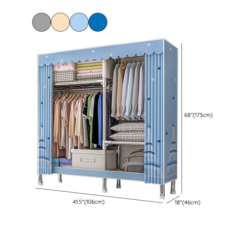 Contemporary Wardrobe Armoire with Shelves Steel Wardrobe Closet for Home Clearhalo 'Armoires & Wardrobes' 'armoires_wardrobes' 'Bedroom Furniture' 'furn' 'furn_armoires_wardrobes' 'Furniture' 1200x1200_cae3162a-ec37-4657-8841-4341a3ee7161