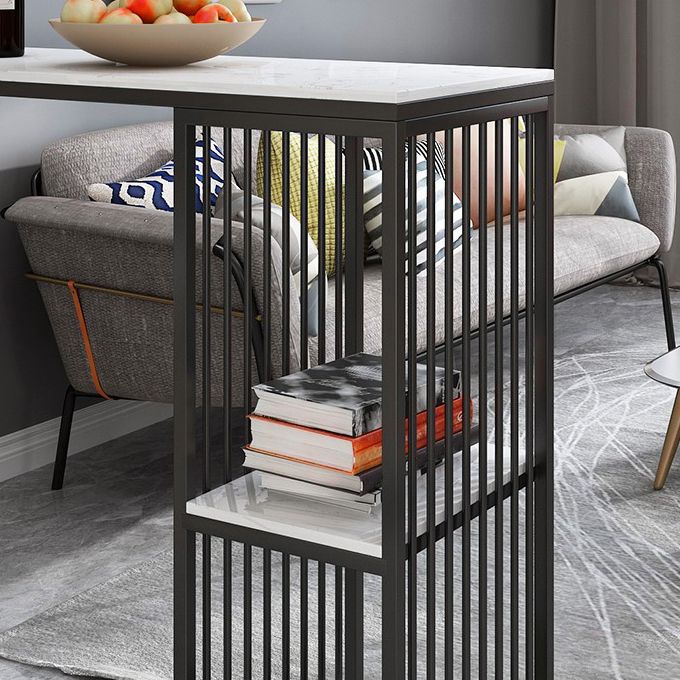 Modern Metal Rectangle Bistro Table Storage Double Pedestal Pub/Bar Table Clearhalo 'Bar Furniture' 'Bar Tables' 'bar_tables' 'furn' 'furn_bar_tables' 'Furniture' 'furniture_bar_tables' 'Kitchen & Dining Furniture' 'kitchen&dining_furn' 'kitchen' 1200x1200_cae3dcc0-af1a-4e7c-a205-9c9147ae91e5