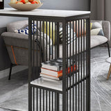 Modern Metal Rectangle Bistro Table Storage Double Pedestal Pub/Bar Table Clearhalo 'Bar Furniture' 'Bar Tables' 'bar_tables' 'furn' 'furn_bar_tables' 'Furniture' 'furniture_bar_tables' 'Kitchen & Dining Furniture' 'kitchen&dining_furn' 'kitchen' 1200x1200_cae3dcc0-af1a-4e7c-a205-9c9147ae91e5