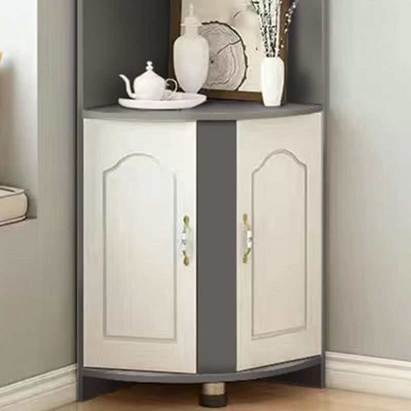 Wooden Modern Accent Cabinet Triangle Storage Cabinet with 2 Doors