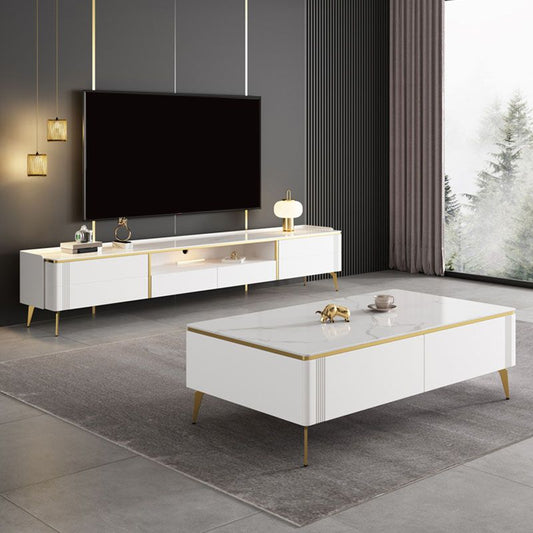 Console televisiva con console TV contemporanea con console in pietra per soggiorno