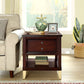 Contemporary Solid Wood End Table Rectangular Side Table with Storage and Shelf