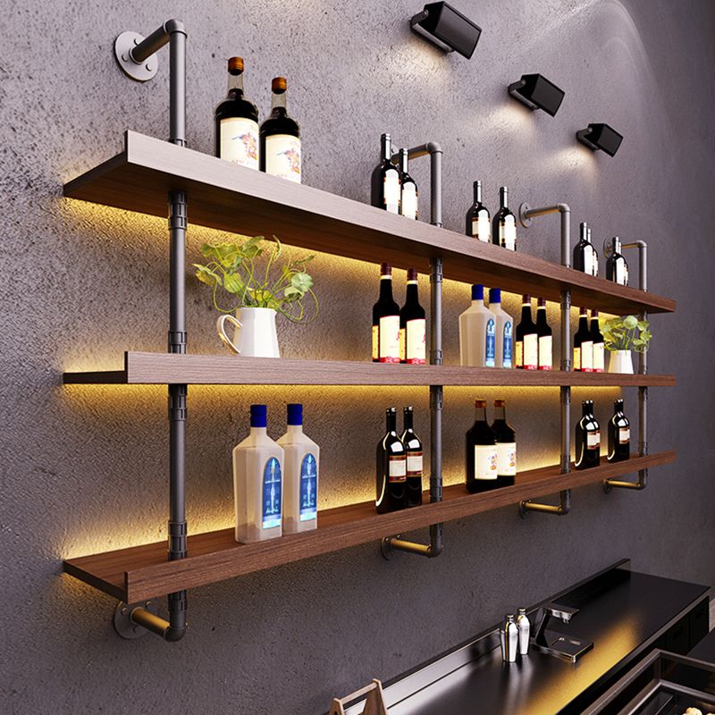 Wood and Metal Wine Rack Modern Style Wall Mounted Wine Bottle Rack with Shelf Clearhalo 'furn' 'furn_wine_racks' 'Furniture' 'Kitchen & Dining Furniture' 'Wine Racks' 'wine_racks' 1200x1200_cae85ddd-387d-4a9a-9933-93722b84f08b