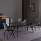Contemporary Rectangle Dining Table Sintered Stone Dining Table with Black Trestle Base Clearhalo ' dining_table' 'Dining Tables & Seating' 'Dining Tables' 'furn' 'furn_dining_table' 'Furniture' 'furniture_dining_table' 'Kitchen & Dining Furniture' 'kitchen&dining_furn' 'kitchen' 'kitchen_dining_table' 1200x1200_caeaecfc-63ec-420b-bc50-64cbc0bb76df