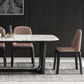 Table de dîner fixe en marbre rectangulaire de style simplicité avec base à tréteaux