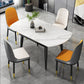 Round Dining Table White Stone Table Top with Black Metal Legs Clearhalo 'Dining Tables & Seating' 'Dining Tables' 'dining_table' 'furn' 'furn_dining_table' 'Furniture' 'Kitchen & Dining Furniture' 1200x1200_caec792a-4417-4bb8-801e-16e9438df236
