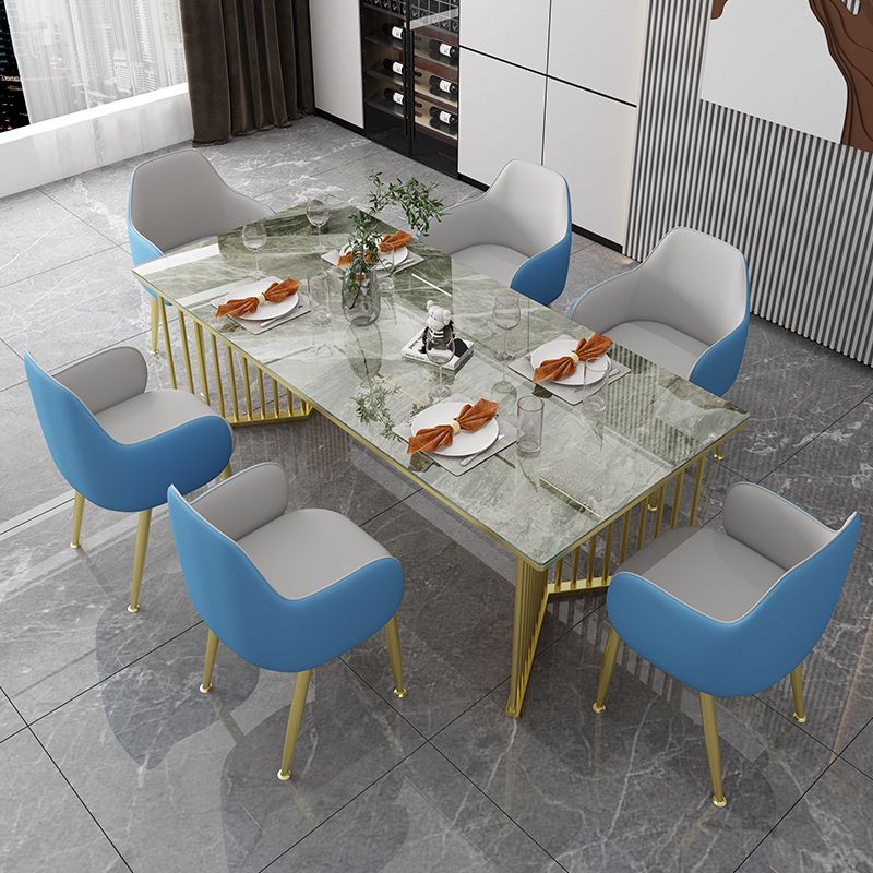 Sintered Stone Dining Table Traditional Luxury Rectangle Dining Table with Gold Frame Clearhalo ' dining_table' 'Dining Tables & Seating' 'Dining Tables' 'furn' 'furn_dining_table' 'Furniture' 'furniture_dining_table' 'Kitchen & Dining Furniture' 'kitchen&dining_furn' 'kitchen' 'kitchen_dining_table' 1200x1200_caef02ff-48f1-497c-89b3-cf1022cda8c9