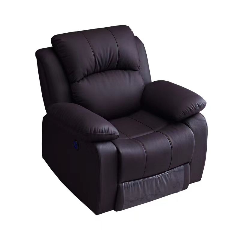 Solid Color Leather Standard Recliner Wood Frame Manual-Handle Recliner Chair Clearhalo 'Chairs & Seating' 'furn' 'furn_recliners' 'Furniture' 'Living Room Furniture' 'Recliners' 1200x1200_caef45a6-c38c-4265-b85b-ae02bb894058