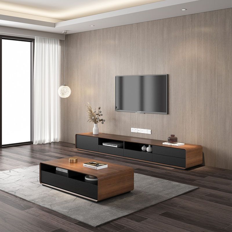14.96" H Faux Wood TV Console 4-Drawer 1-Door Open Shelf TV Stand Clearhalo 'furn' 'furn_tv_stands_entertainment_centers' 'Furniture' 'Living Room Furniture' 'TV Stands & Entertainment Centers' 'TV Stands & Media Storage Furniture' 'tv_stands_entertainment_centers' 1200x1200_caf0c4e6-fadc-498f-b5f1-4070d7207f66