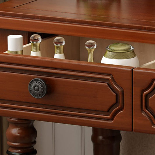 Sgabello da toep da trucco in legno massiccio vittoriano con specchio