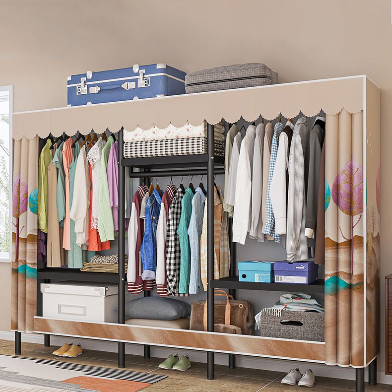 Steel Frame Wardrobe Armoire Contemporary Style Wardrobe Cabinet for Home Clearhalo 'Armoires & Wardrobes' 'armoires_wardrobes' 'Bedroom Furniture' 'furn' 'furn_armoires_wardrobes' 'Furniture' 1200x1200_caf44f1e-4d00-4149-8fbd-9cc9455cc796