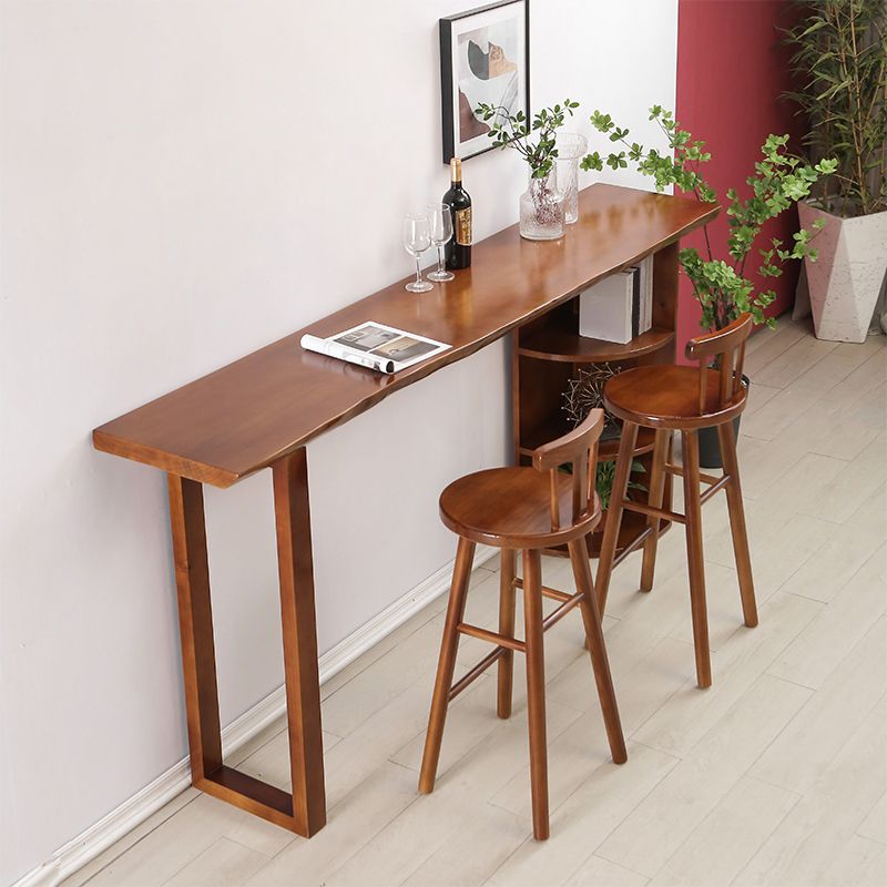 Contemporary Rectangle Bar Dining Table Wood Bar Height Table with Shelves Clearhalo 'Bar Furniture' 'Bar Tables' 'bar_tables' 'furn' 'furn_bar_tables' 'Furniture' 'furniture_bar_tables' 'Kitchen & Dining Furniture' 'kitchen&dining_furn' 'kitchen' 1200x1200_caf5073d-5a20-41d6-a23f-7dba84e45836