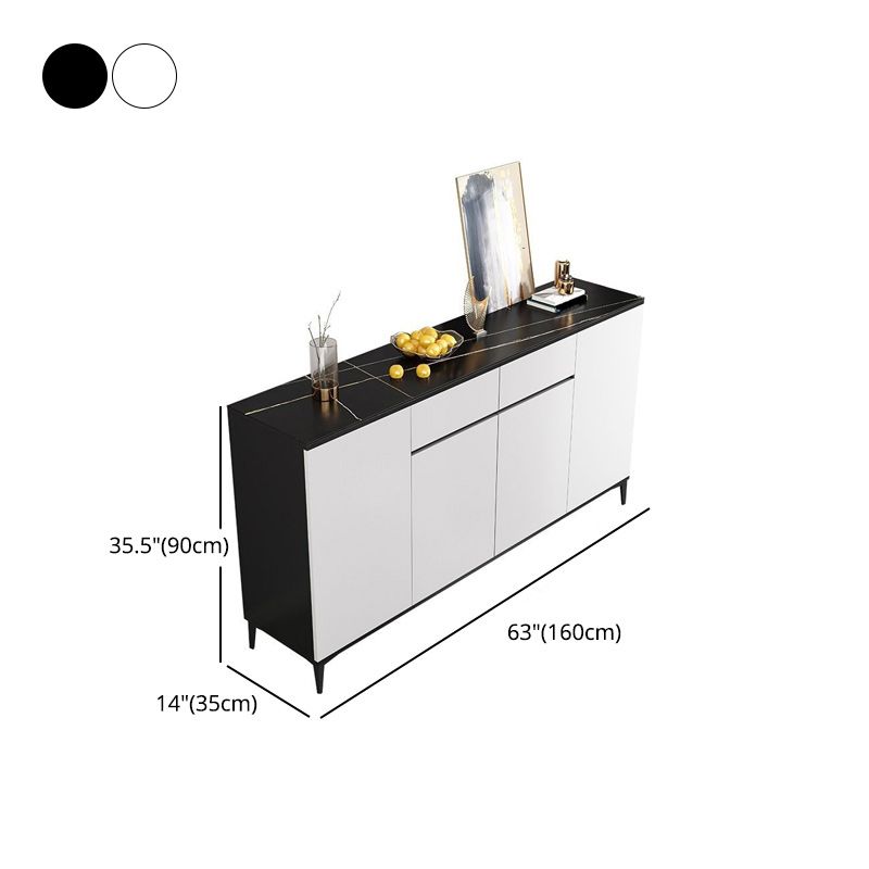 Modern Marble Sideboard Table 2-Drawer 80-inch Sideboard in White Clearhalo 'buffet_sideboard' 'Buffets & Sideboards' 'furn' 'furn_buffet_sideboard' 'Furniture' 'furniture_buffet_sideboard' 'Kitchen & Dining Furniture' 1200x1200_caf62d0b-1224-421f-99ab-4ebd4f7c819a