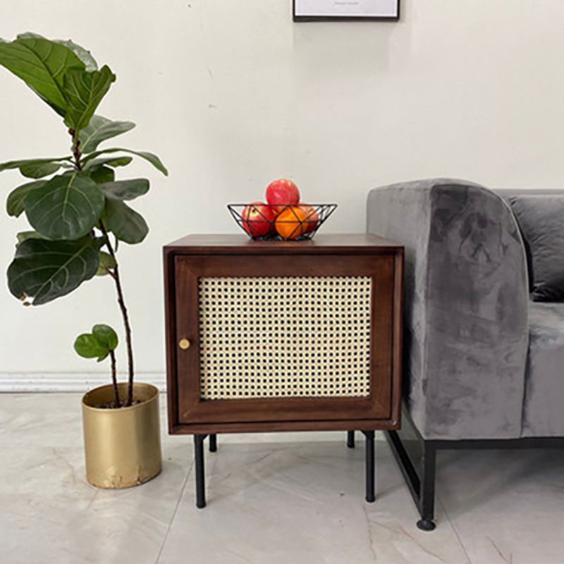 15.75" Tall Rattan Bedside Cabinet Solid Wood Nightstand with 1 Door Clearhalo 'Bedroom Furniture' 'furn' 'furn_night_stand' 'Furniture' 'night_stand' 'Nightstands' 1200x1200_caf630d9-1a9c-4179-9384-a4d42bac74d7