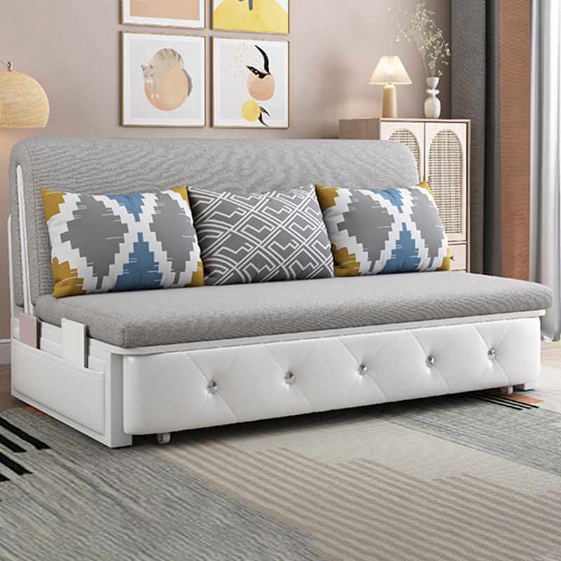Armless Contemporary Cotton Blend Bed Sofa Couch with Pillows