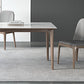 Table rectangulaire Table de salle à manger en pierre frittée moderne médiévale avec base en bois