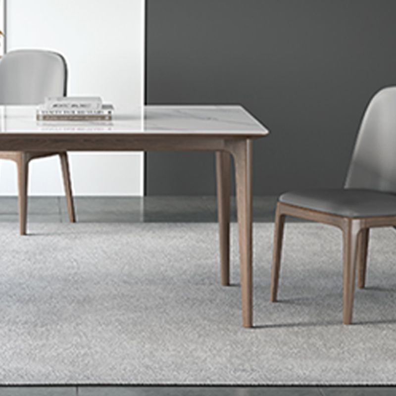 Table rectangulaire Table de salle à manger en pierre frittée moderne médiévale avec base en bois
