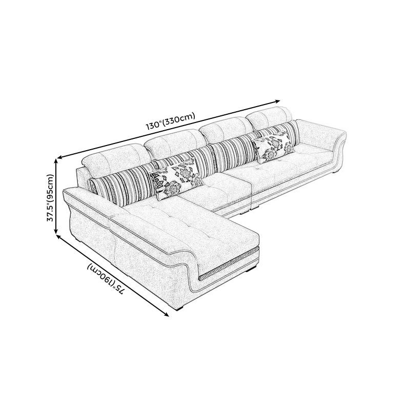 Contemporary Cushion Back Sofa and Chaise Living Room L-Shape Sectional Clearhalo 'Furniture' 'furniture_sectionals' 'kitchen' 'kitchen_sectionals' 'Living Room Furniture' 'Sectionals' 1200x1200_caf7c5fb-2359-4f67-8009-2675929b72f4