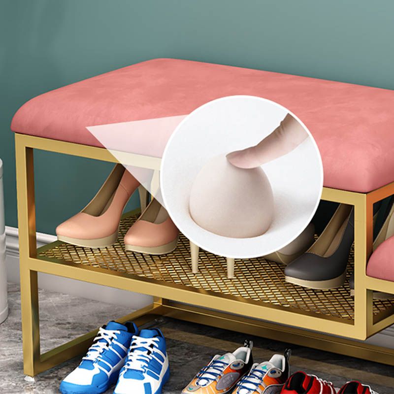 Glam Metal Entryway Bench Cushioned Rectangle Shoe Storage Seating Bench Clearhalo 'Benches' 'Chairs & Seating' 'furn' 'furn_benches' 'Furniture' 'Living Room Furniture' 1200x1200_caf7f1a3-5910-42a7-b6ee-1c347b69f92e