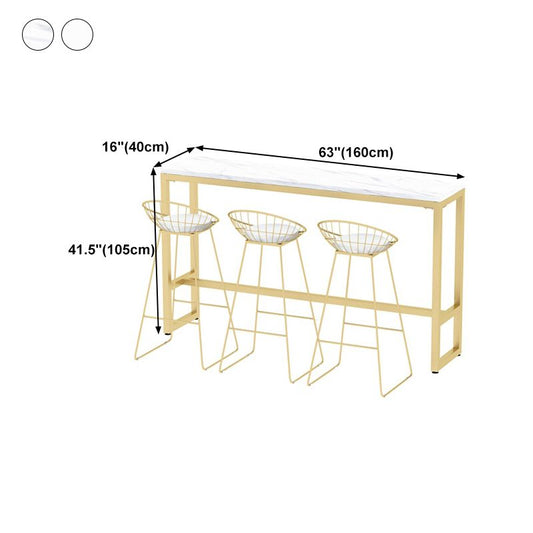 Rectangle Bar Dining Table Contemporary Bar Table with Gold Trestle Base Clearhalo 'Bar Furniture' 'Bar Tables' 'bar_tables' 'furn' 'furn_bar_tables' 'Furniture' 'furniture_bar_tables' 'Kitchen & Dining Furniture' 1200x1200_caf8b37b-8ee8-4b98-881f-394e38c802da