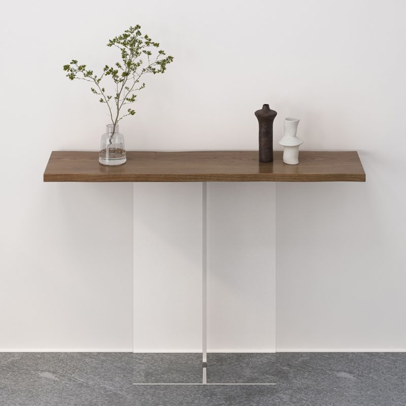 Solid Wood Rectangle Accent Table 31.5-inch Tall End Table with Acrylic Leg Clearhalo 'Console Tables' 'console_tables' 'Entry & Mudroom Furniture' 'furn' 'furn_console_tables' 'Furniture' 1200x1200_cafa76cf-0991-483e-b757-e3b77930ac0c