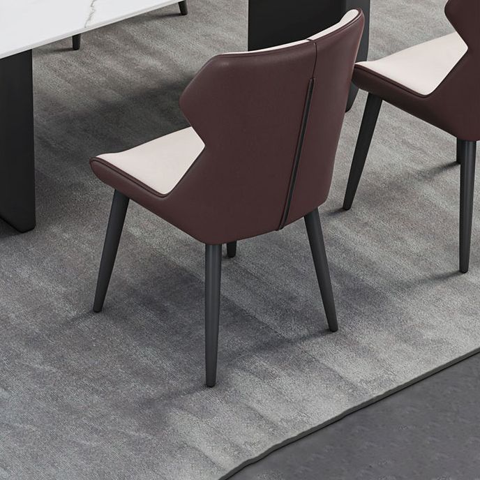 Contemporary Style Dining Set with Sintered Stone Dining Table and Cushion Chairs Clearhalo 'Dining Room Sets' 'Dining Tables & Seating' 'dining_room_set' 'furn' 'furn_dining_room_set' 'Furniture' 'furniture_dining_room_set' 'Kitchen & Dining Furniture' 'kitchen&dining_furn' 'kitchen' 1200x1200_cafd5952-ade6-45b5-9212-7c196cbff391