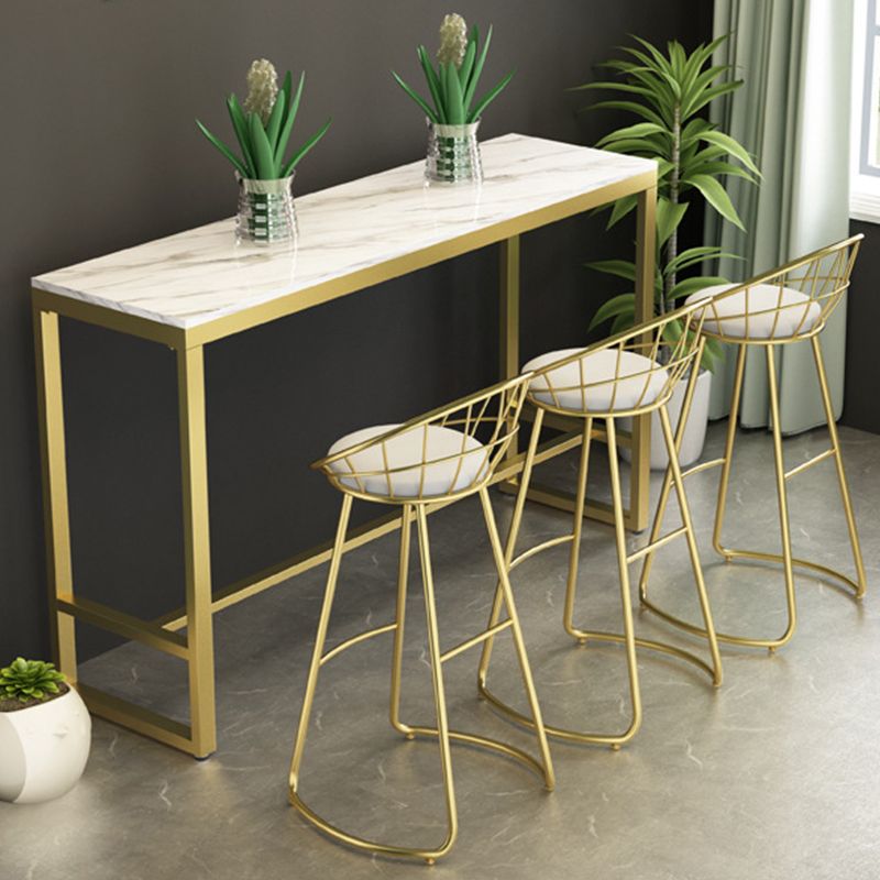 Mesa de bar rectangular estilo Glam, mesa de comedor de barra fija con reposapiés