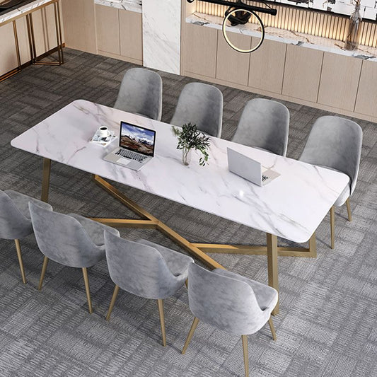 Bureau d'écriture gris et blanc en acier et bureau en pierre pour le bureau